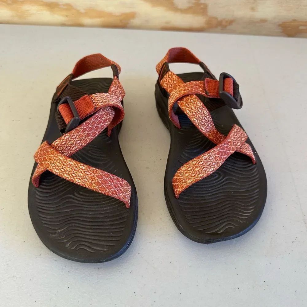 Chaco Orange and Black Strappy Sandals